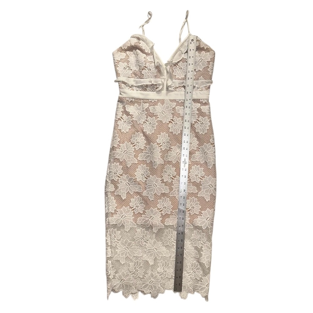 Bardot ~ Vienna Lace Overlay Women’s Off-White/Nude Midi Dress ~ Size 4 - Picture 5 of 13